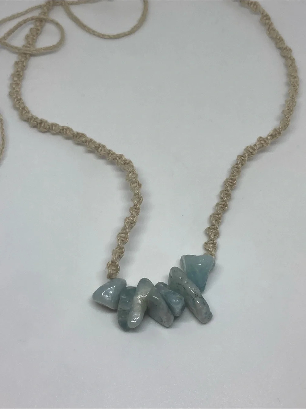 Handmade Light Blue Aquamarine Chip Necklace